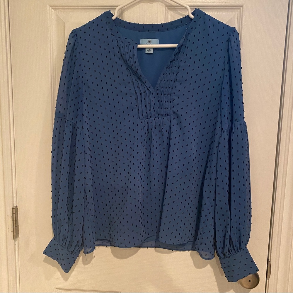Blue Polka Dots Shirt.  Size Medium.  Good Condition.  Smoke Free Home.